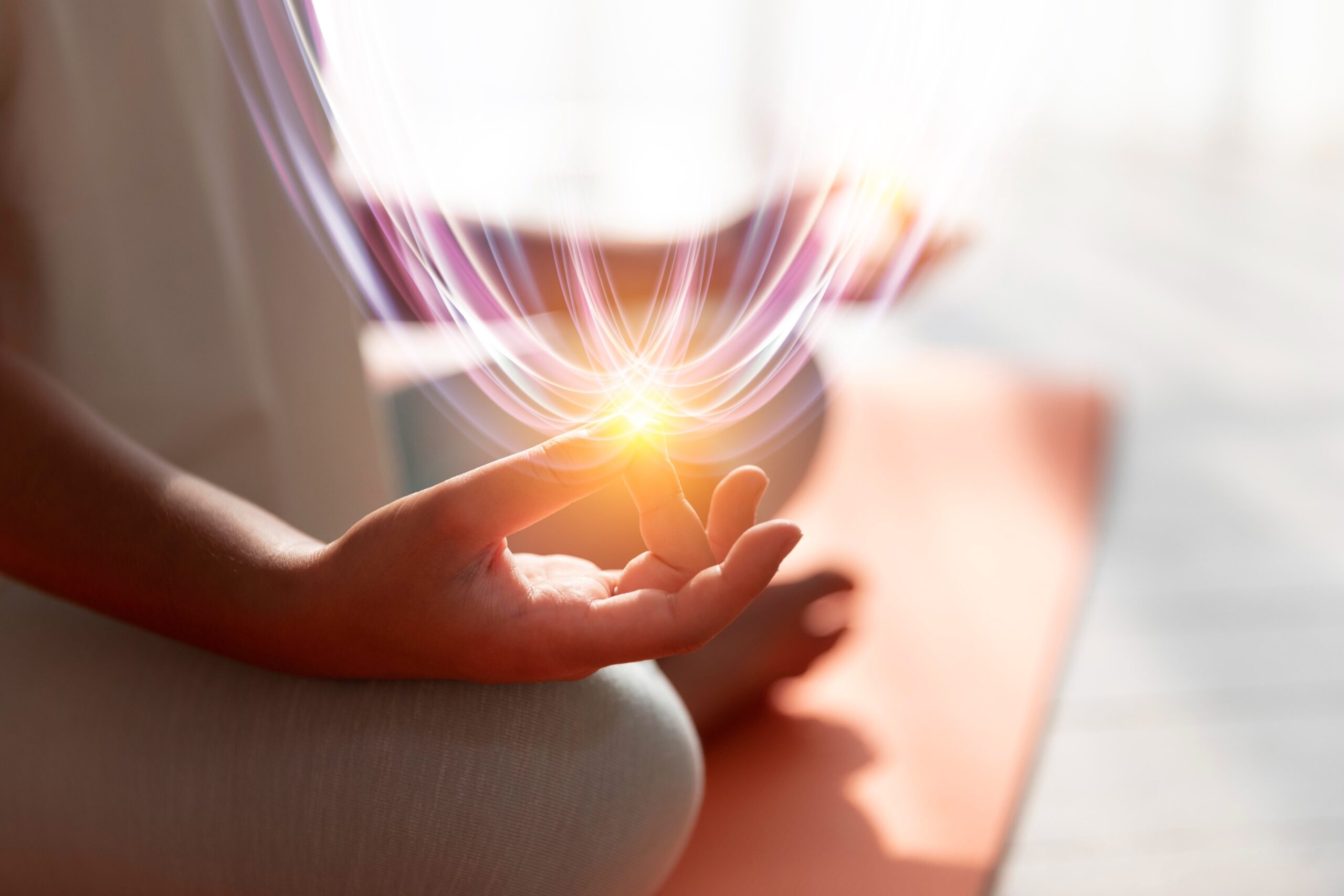 side view adult meditating with light 1 1 scaled