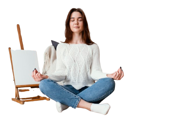 female meditating indoor portrait removebg preview