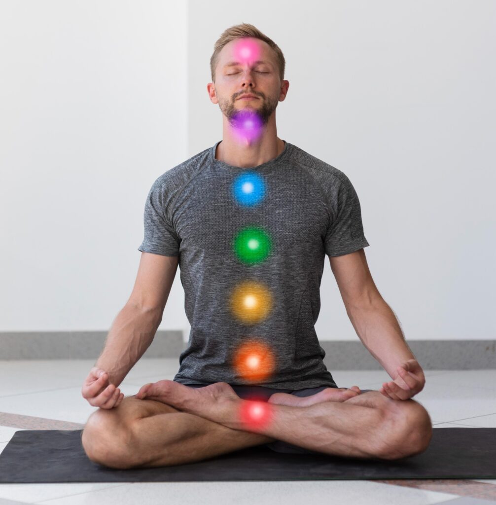 man maintaining asana while chakra points are aligned 1 1