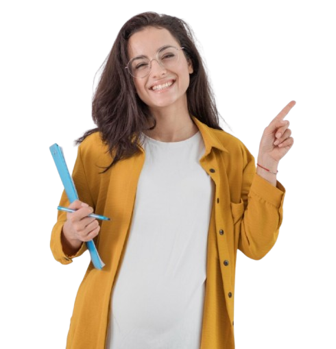 smiley pregnant woman holding clipboard pointing up 1 1 1 987x1024 1 1 removebg preview